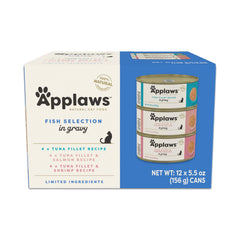 Applaws natural wet cat food in gravy tuna fillet recipe cans highlight protein-packed meals
