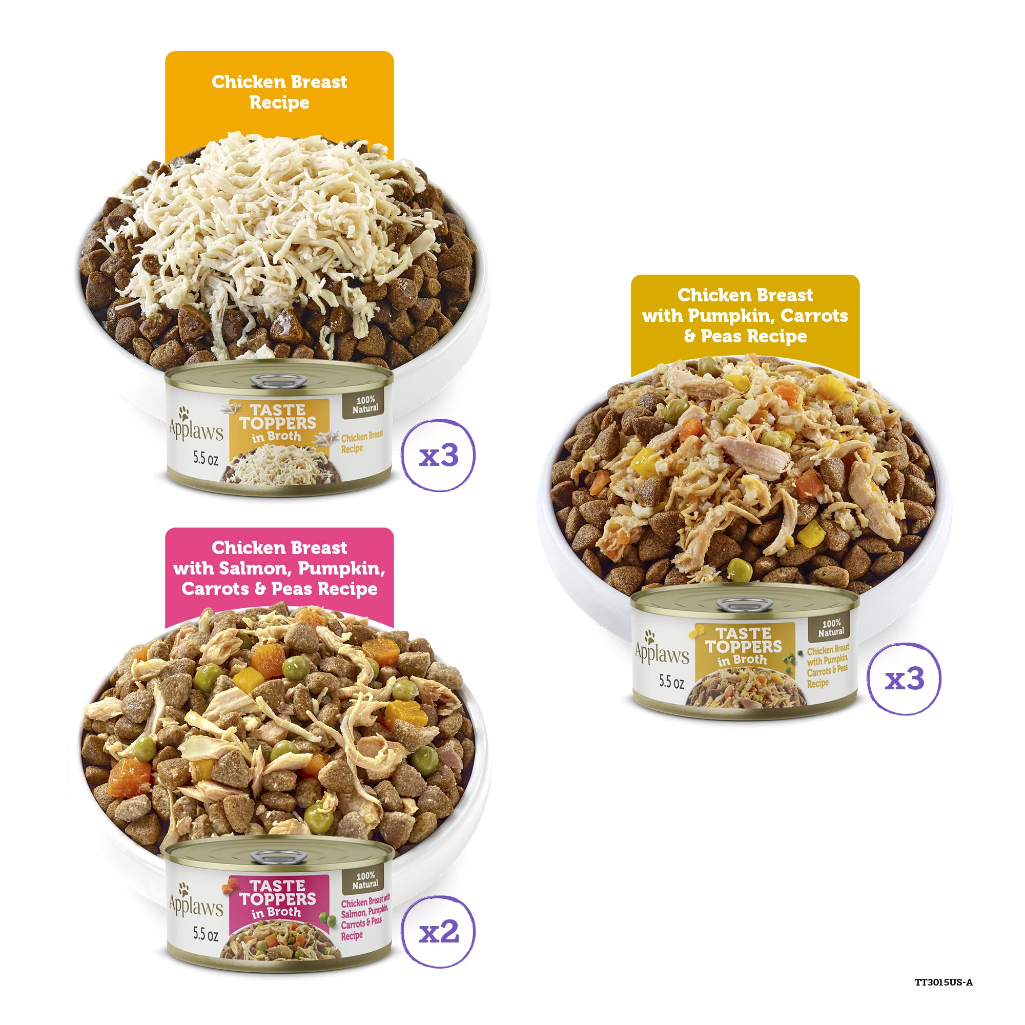 Applaws Taste Toppers real protein ingredients on display, for high-quality nutrition
