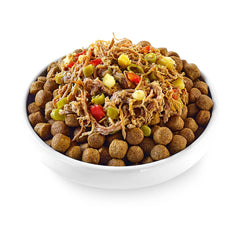 Applaws Taste Toppers served on kibble to boost texture and flavor variety