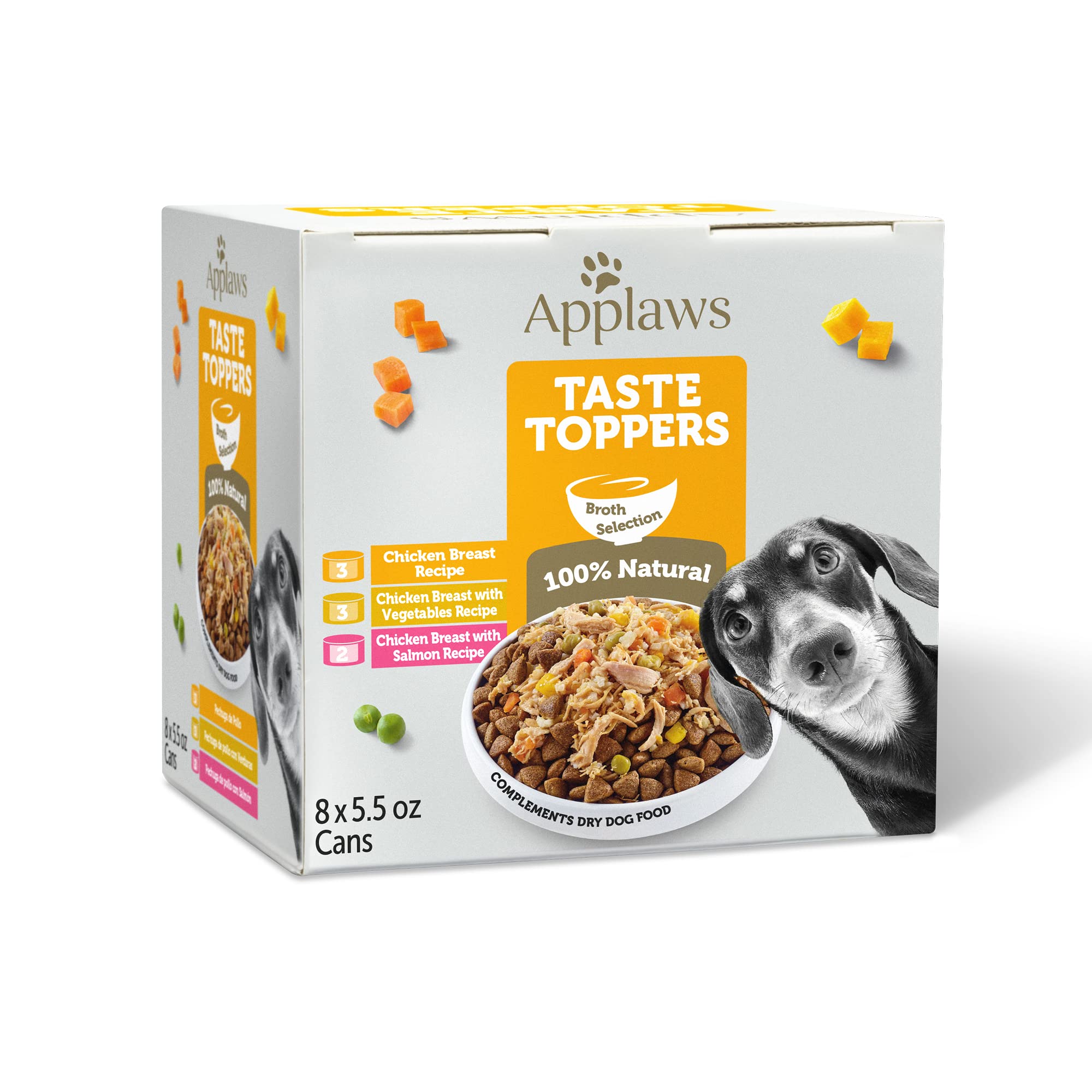Applaws Taste Toppers variety broth pack shown, supports hydration and flavor variety