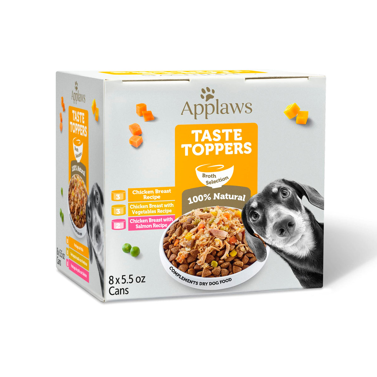 Applaws Taste Toppers variety broth pack shown, supports hydration and flavor variety