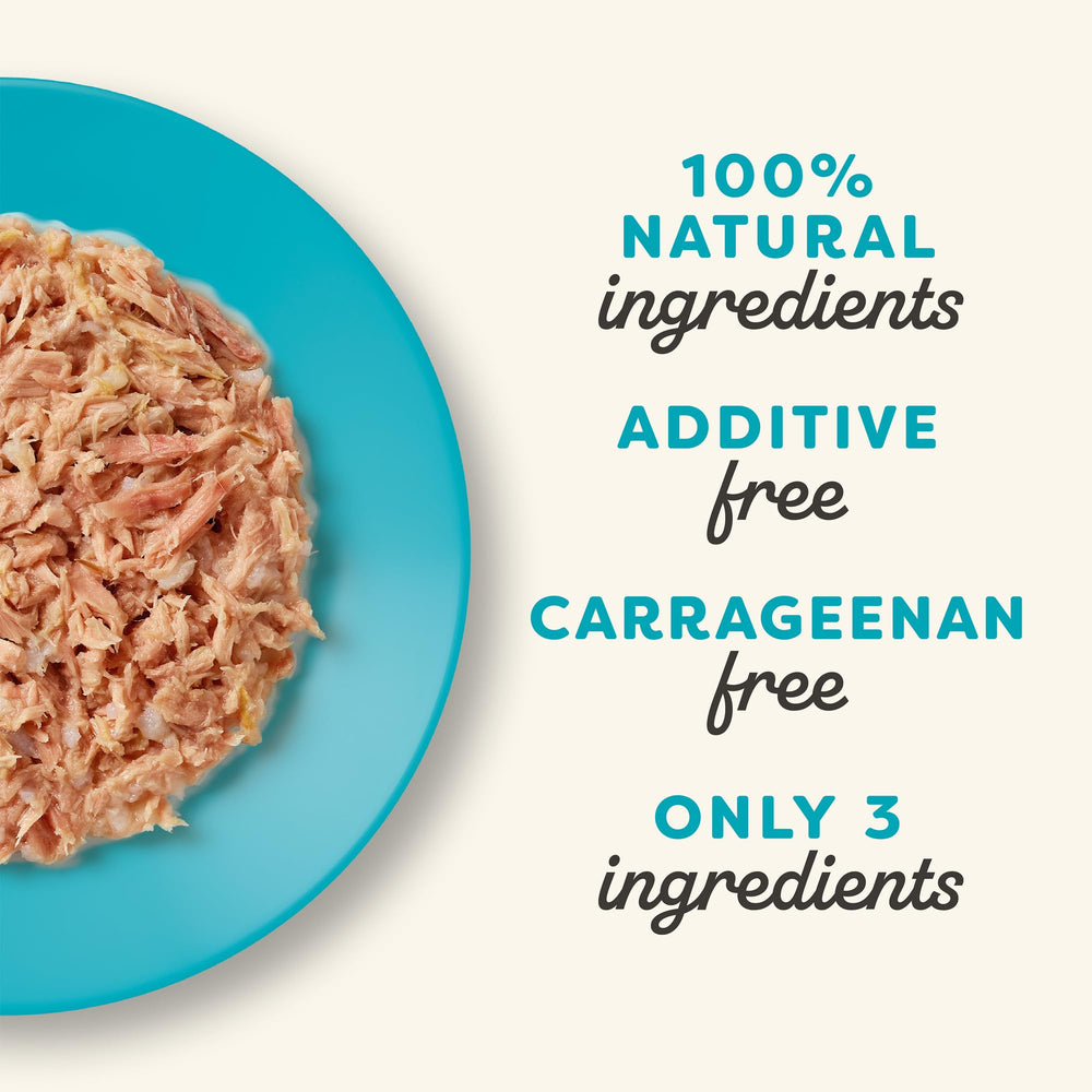 Close-up of textured tuna broth in Applaws cat food showcasing rich consistency.