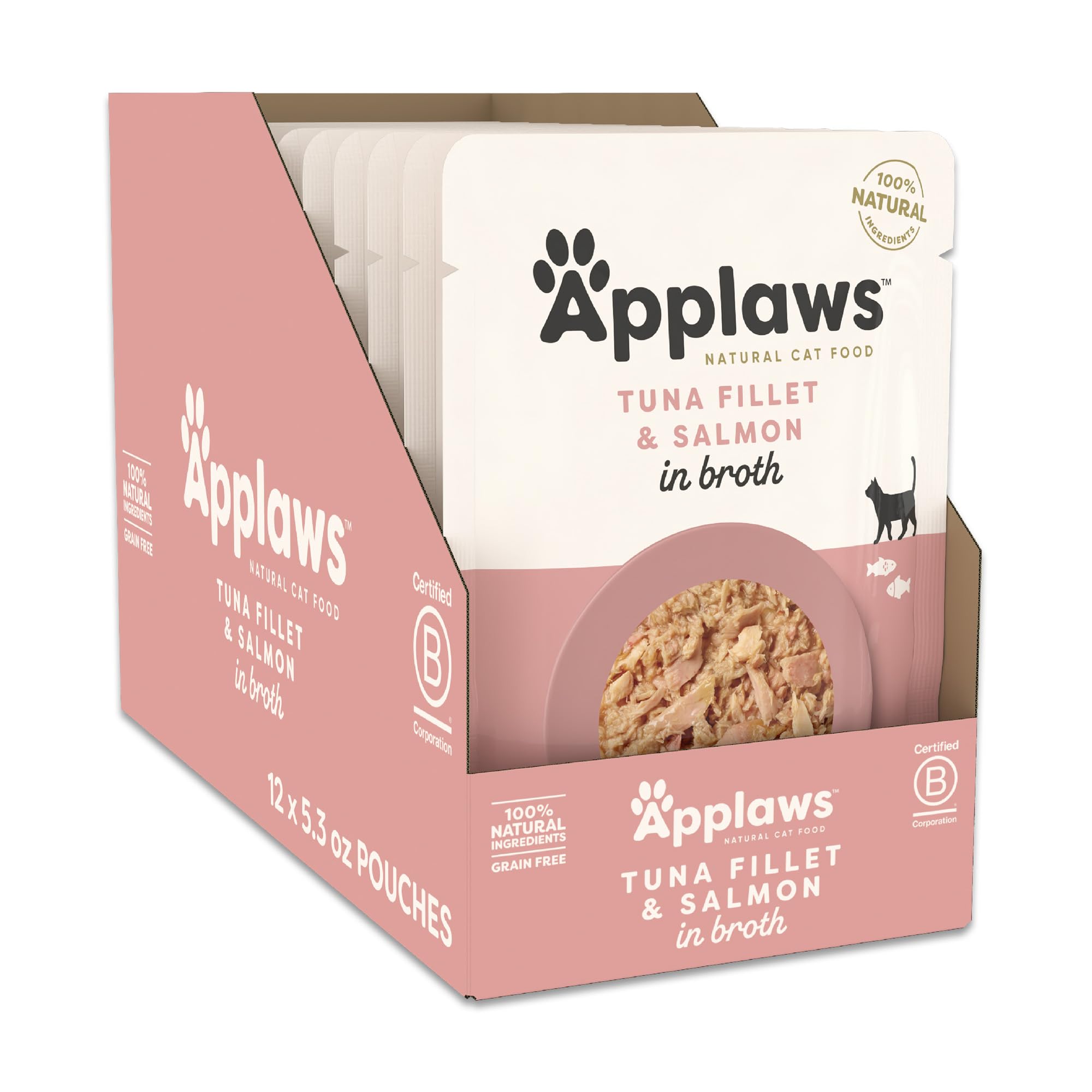 Applaws tuna fillet broth pouch, premium protein for a tasty meal.