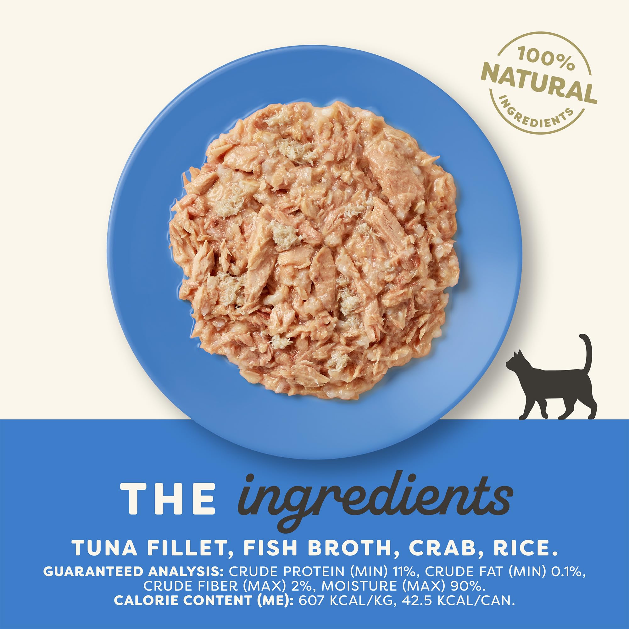 Applaws tuna fillet crab in broth can side view, real ingredients highlighted