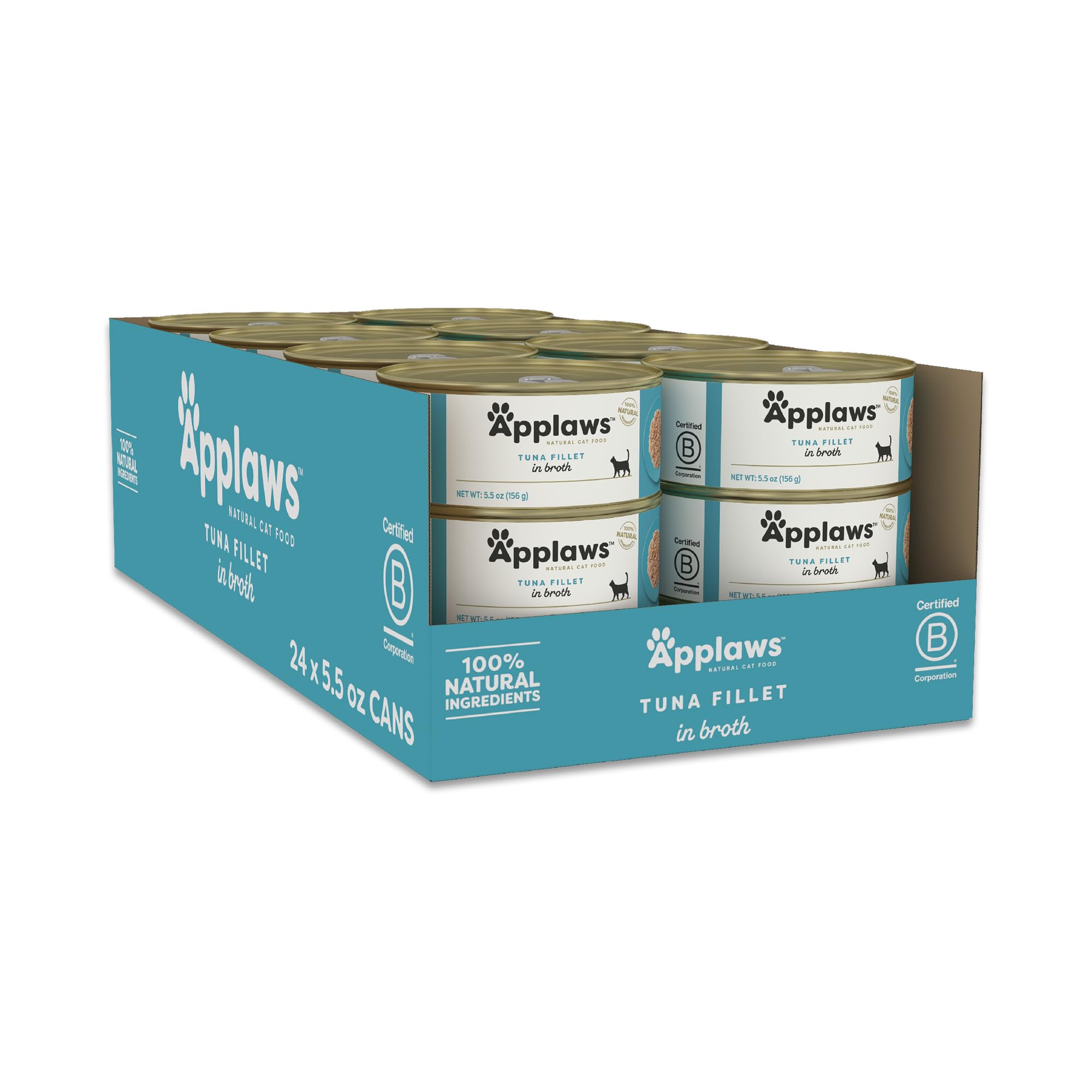 Applaws Tuna Fillet in Broth can shows protein-rich meal for cats.