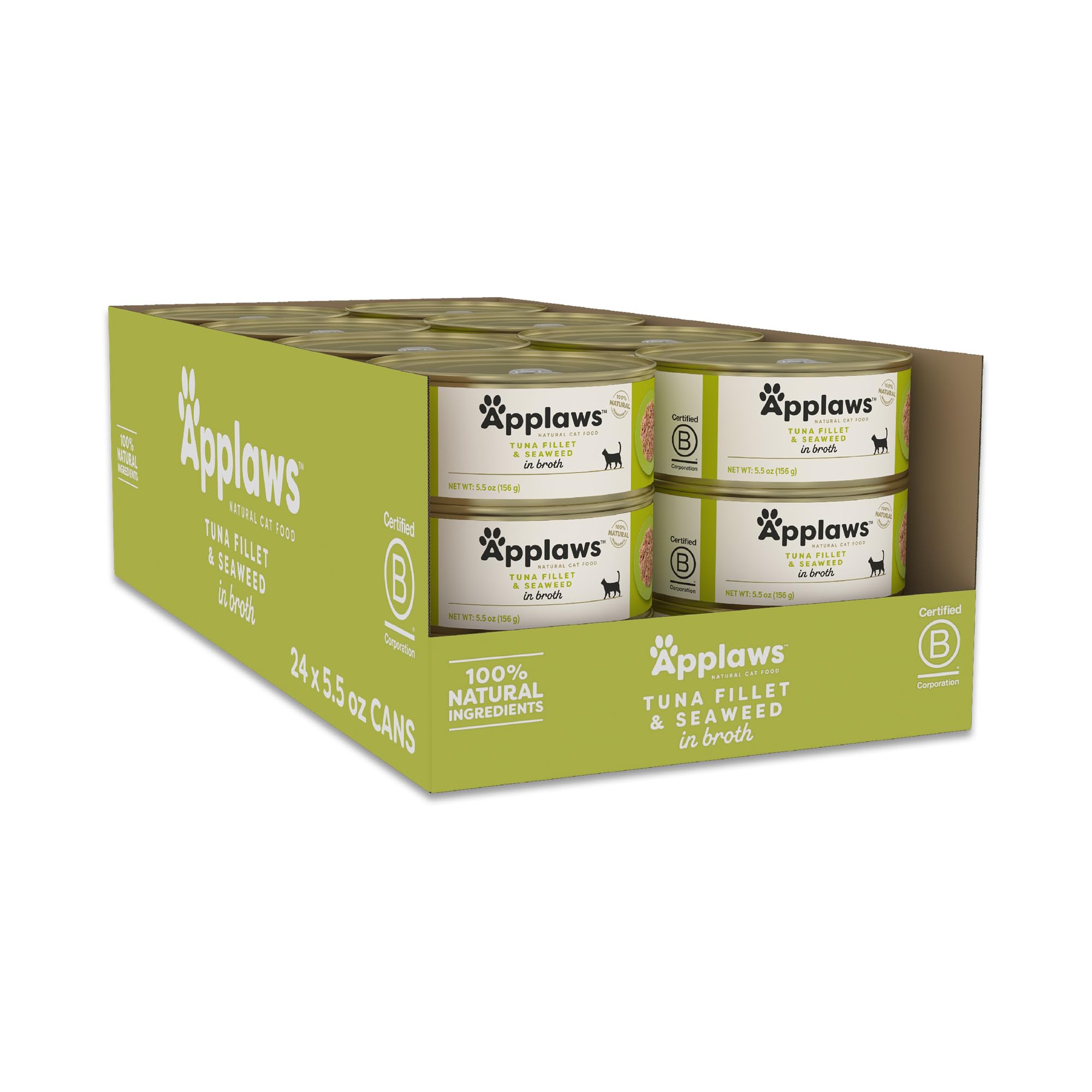Applaws tuna fillet with seaweed in broth offers a protein rich option for cats