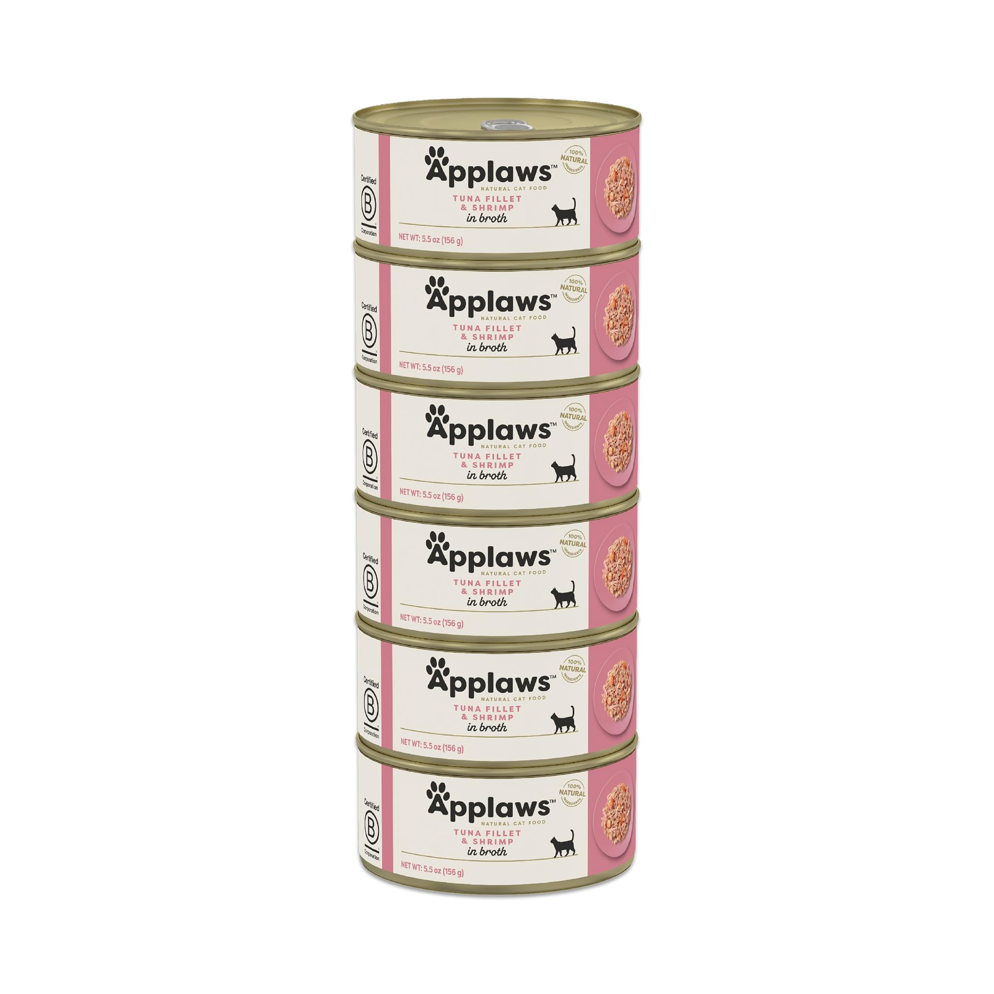 Applaws Tuna Fillet & Shrimp in Broth can boosts protein for an active, curious cat.