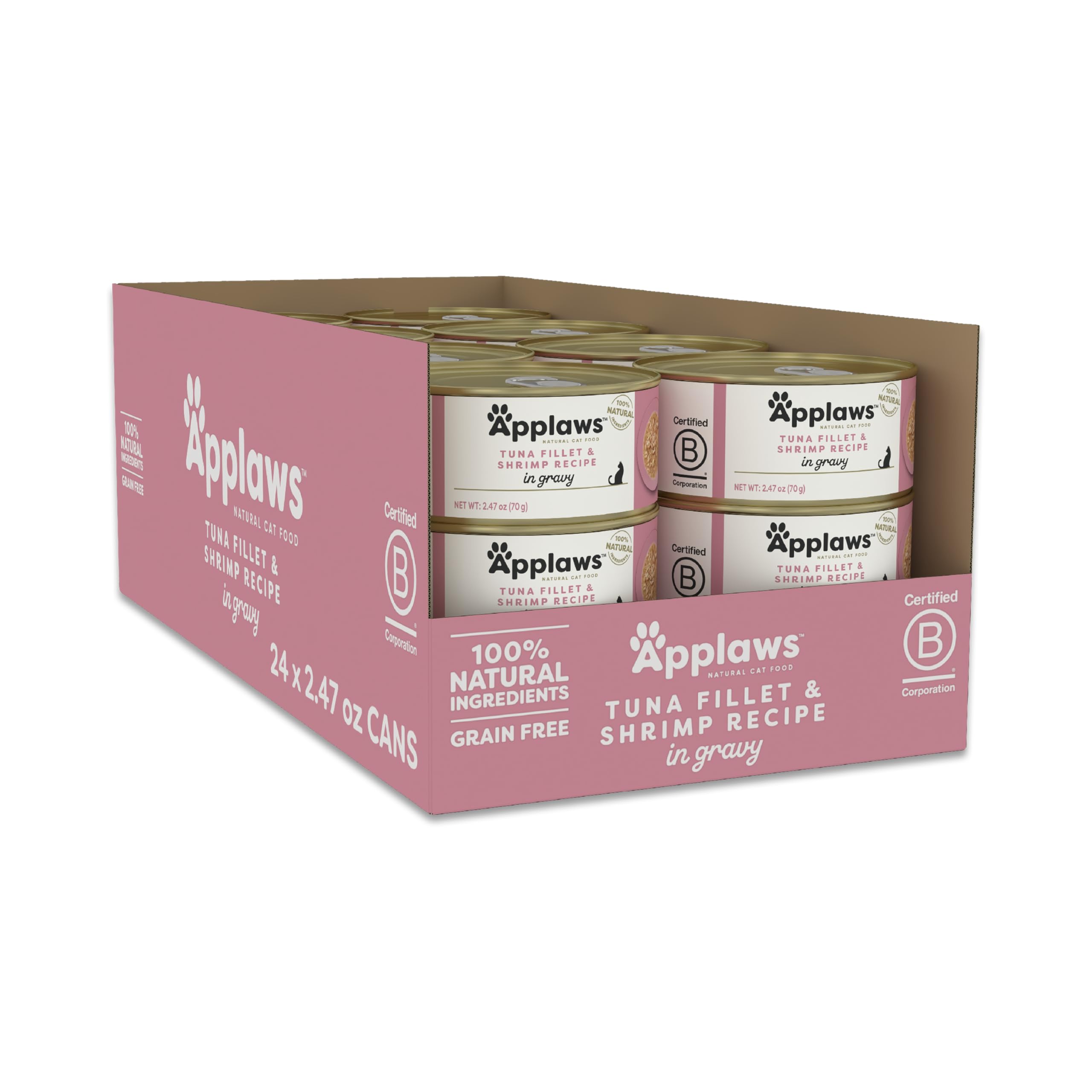 Applaws tuna fillet and shrimp in gravy – protein-packed meal option.