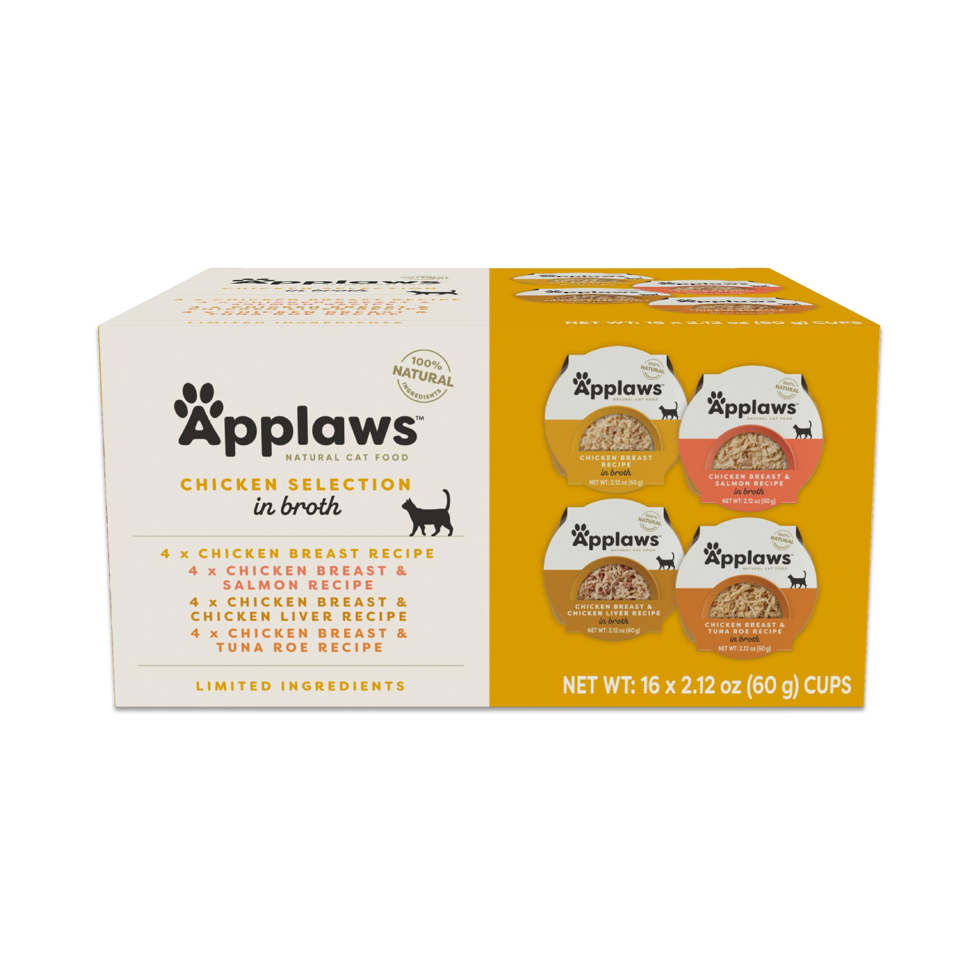Applaws Variety Chicken Selection in Broth cups for hydration and taste