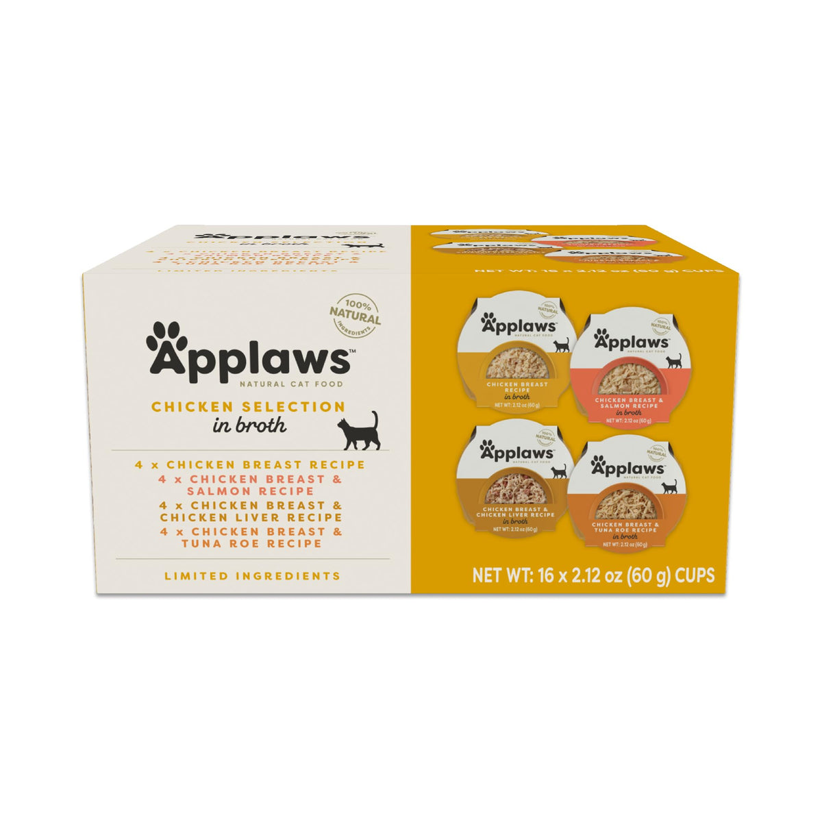 Applaws Variety Chicken Selection in Broth cups for hydration and taste