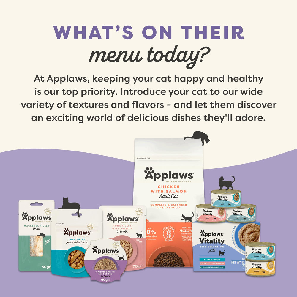 Applaws Vitality variety pack 24 cans offering flavors for picky cats