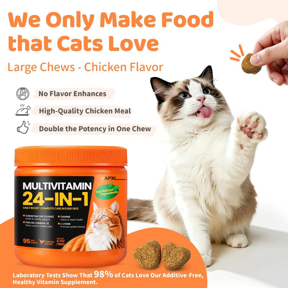 APXL indoor-cat nutrition helps balanced daily supplementation.