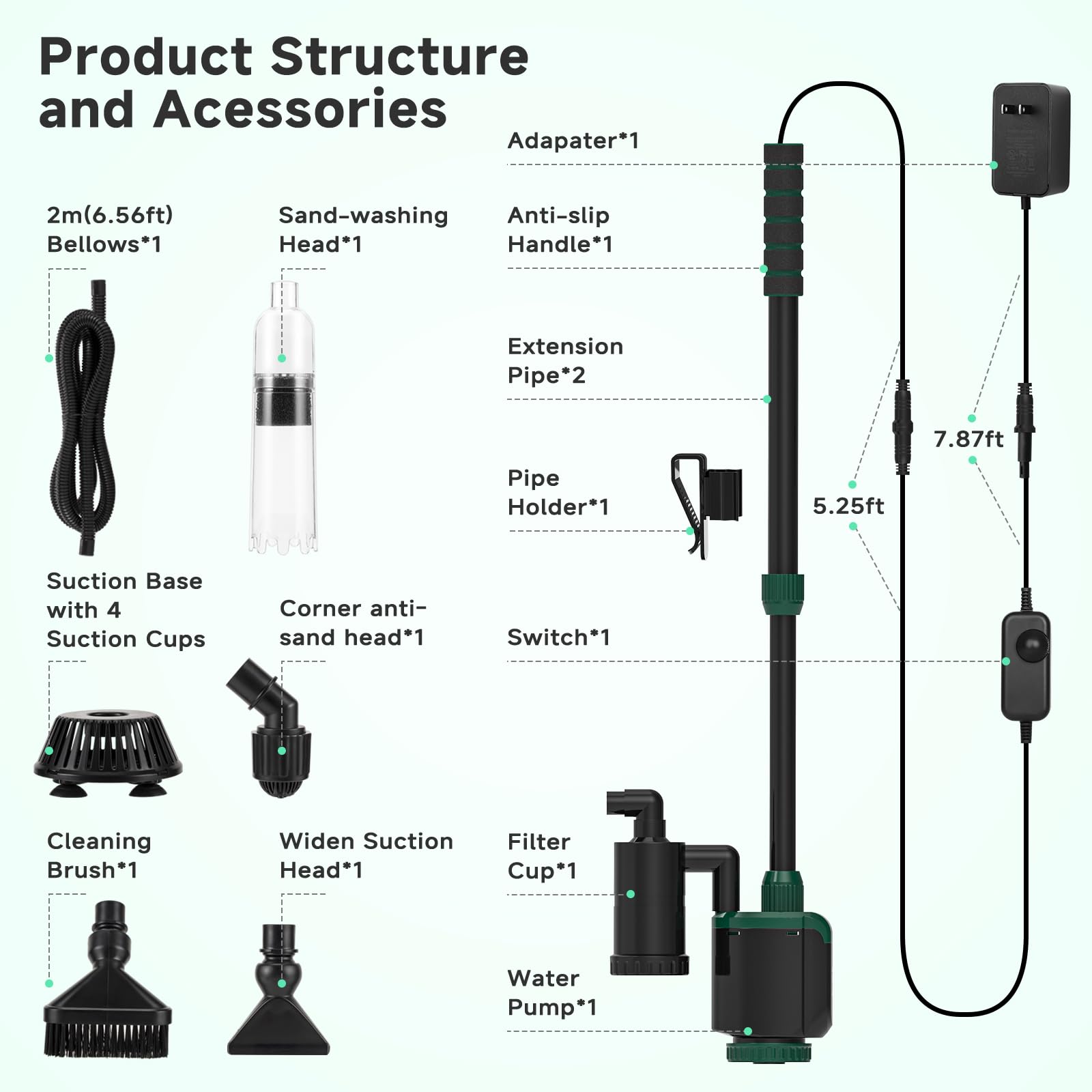 AQQA 34W 600GPH cleaner powers rapid water changes.