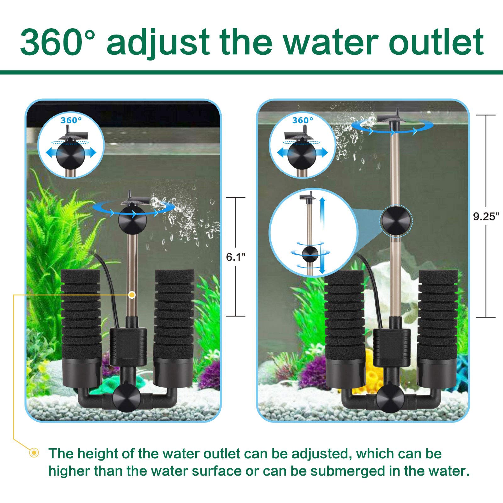 AQQA 360-degree adjustable water outlet for flexible placement and better aeration