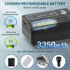 AQQA aquarium air pump 80GPH USB-rechargeable battery enables mobile aeration during outdoor trips