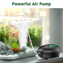 AQQA air pump with adjustable flow for different tank sizes.
