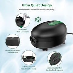 AQQA air pump emitting dense bubbles for effective aquarium aeration.