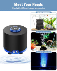 AQQA air pump top knob for easy adjustable flow control.