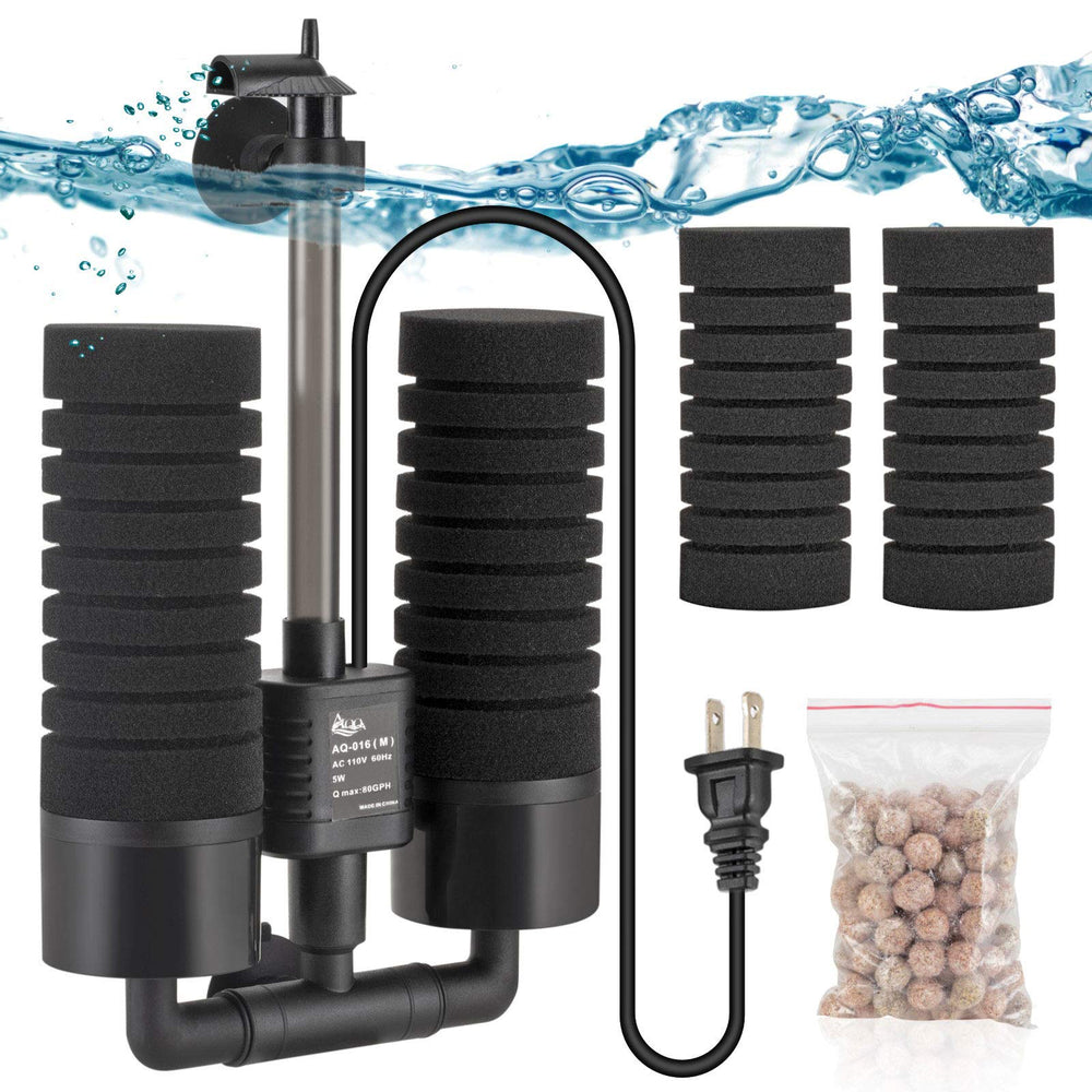 AQQA Aquarium Electric Power Filter with foam for quiet filtration
