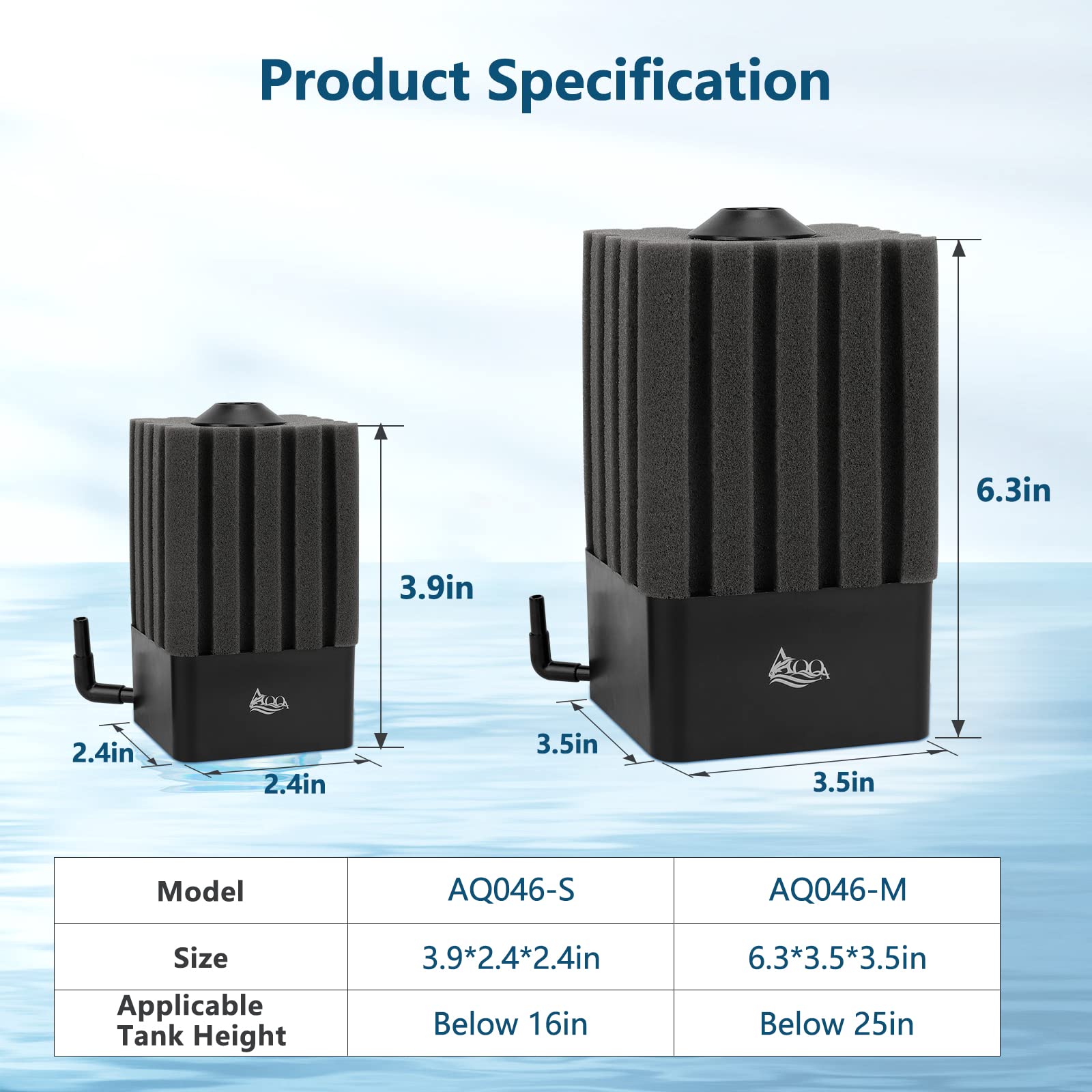 In-tank view illustrates multi-functional filtration, aeration, and water circulation in action.