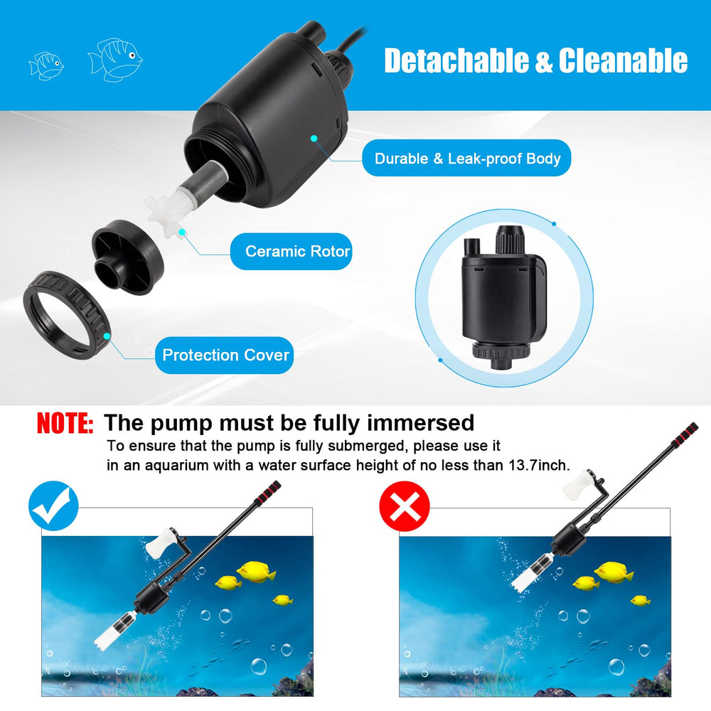 AQQA adjustable tube length demonstrates customizable reach for different tanks.