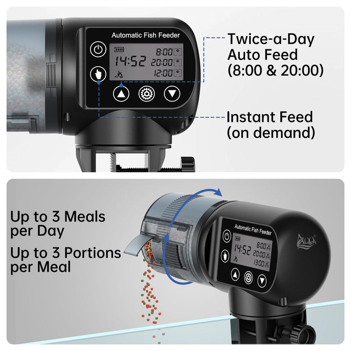 AQQA Automatic Fish Feeder LCD display aiding precise scheduling