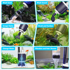 AQQA DC Cleaner 3-stage filter cup reduces odors and debris.