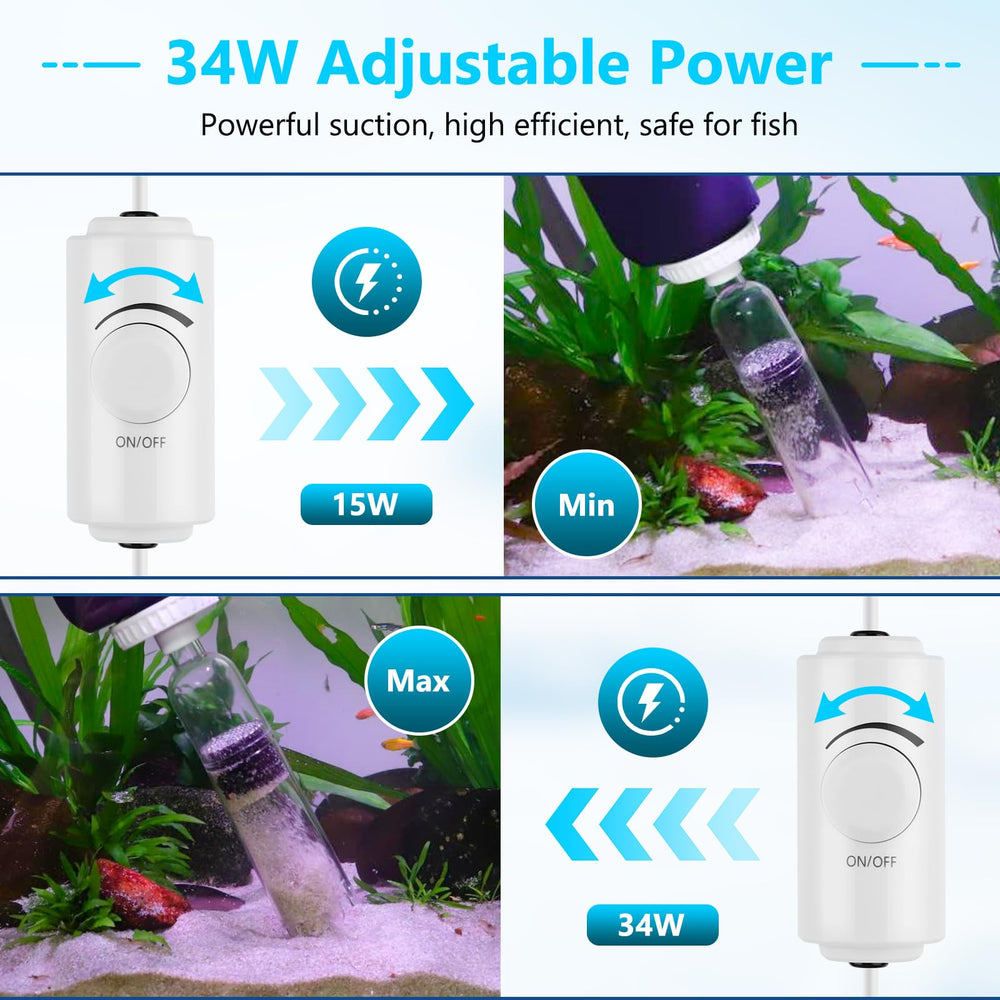 AQQA DC Cleaner adjustable flow dial for delicate habitats.
