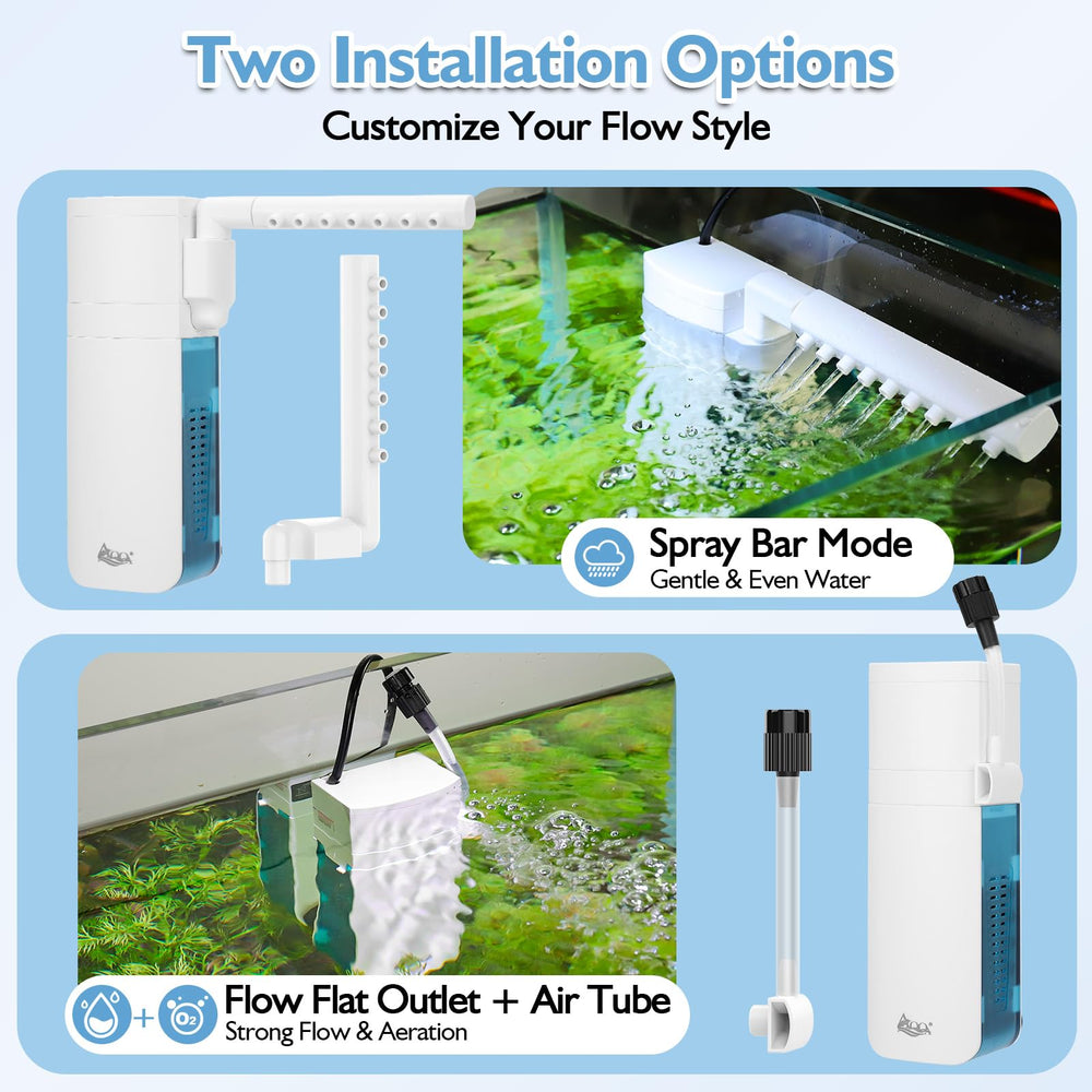 AQQA dual-outlet spray bar enhances surface agitation for better oxygenation.