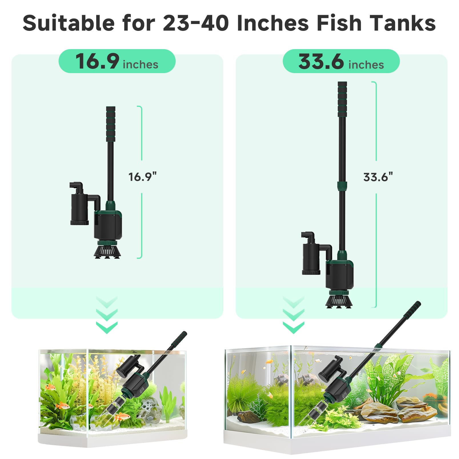 AQQA extendable handle supports tanks from 23 to 40 inches.