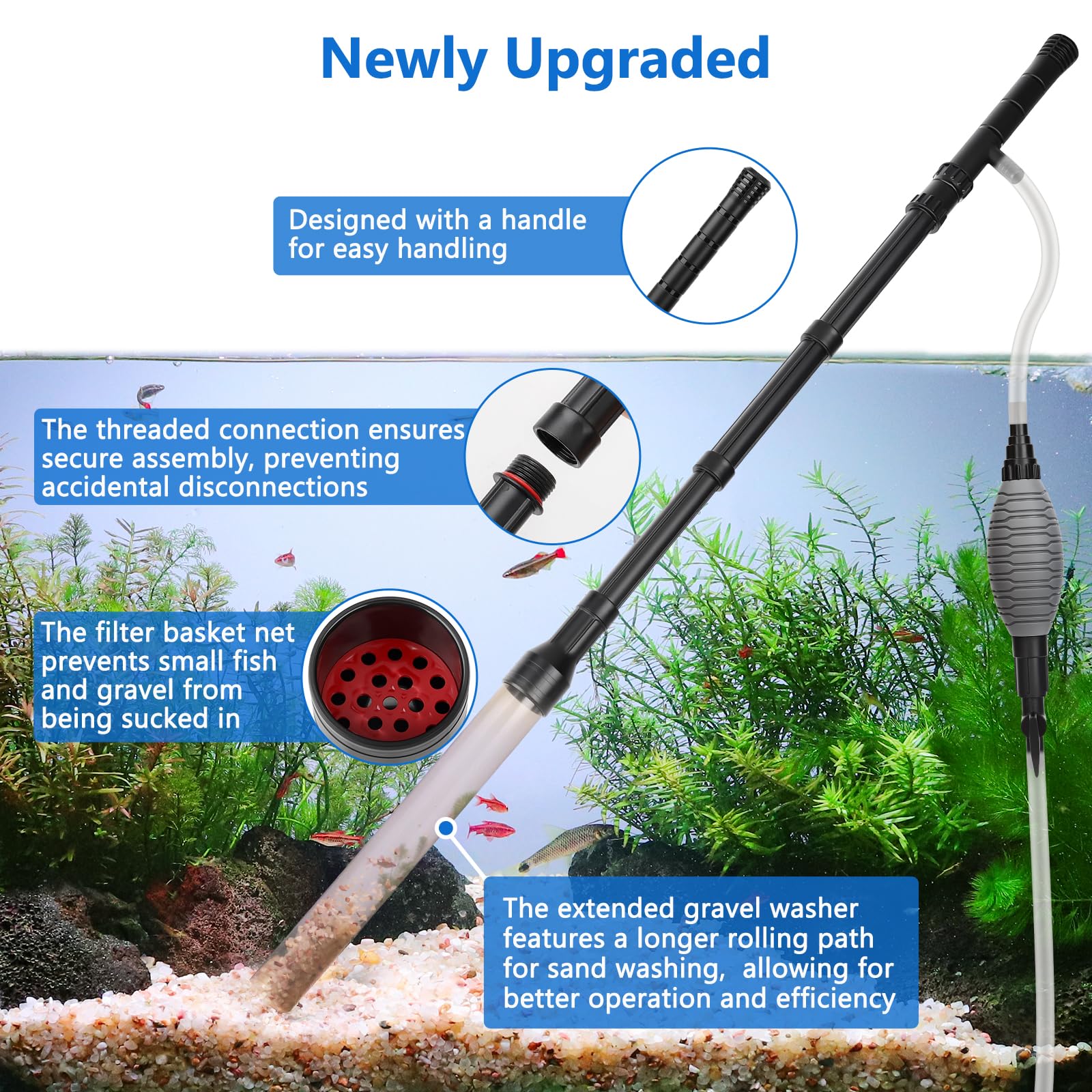 AQQA siphon ball delivers strong, manual suction without electricity.