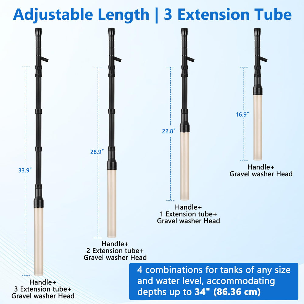 AQQA 2m water hose enables thorough tank cleaning.