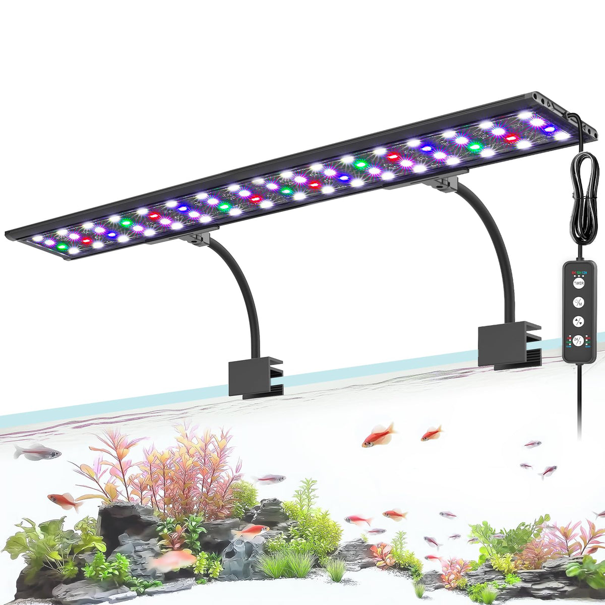 AQQA LED Aquarium Light clip-on setup for easy tank illumination