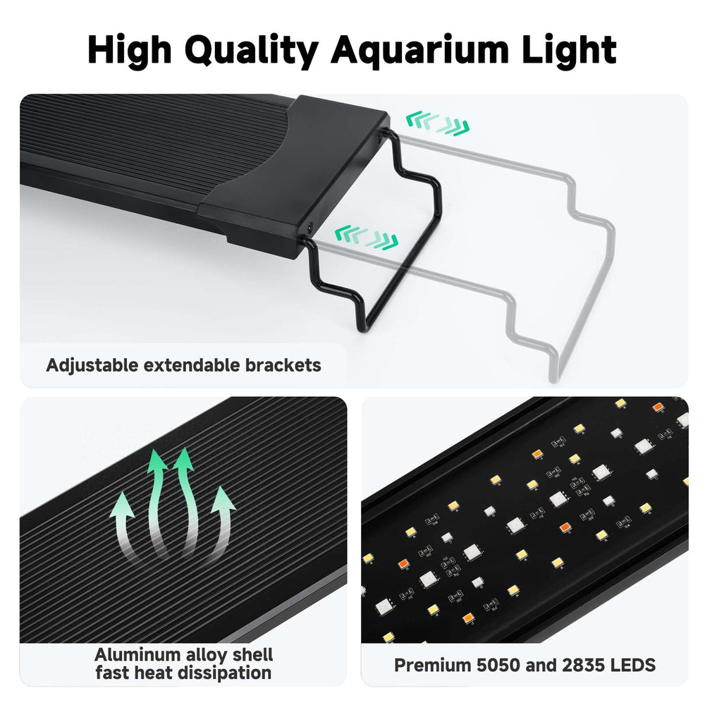 AQQA LED aquarium light color cycle creates appealing visual effects.