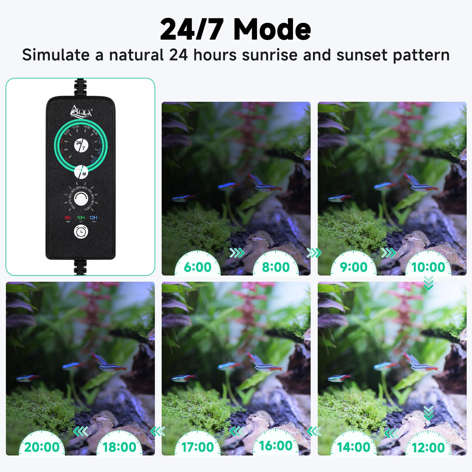 AQQA LED light in DIY mode with multiple color options.