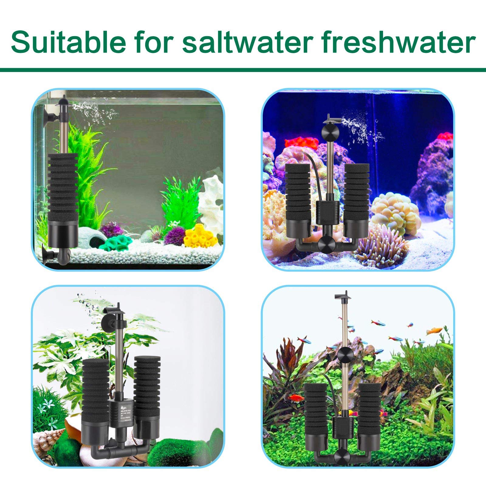 AQQA S size fits 10–40 gallon tanks with extendable height.