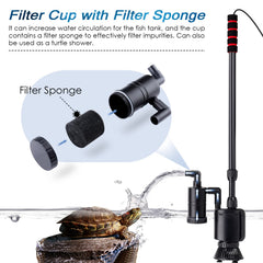 AQQA sand vacuum with filter sponge cleans substrate effectively.