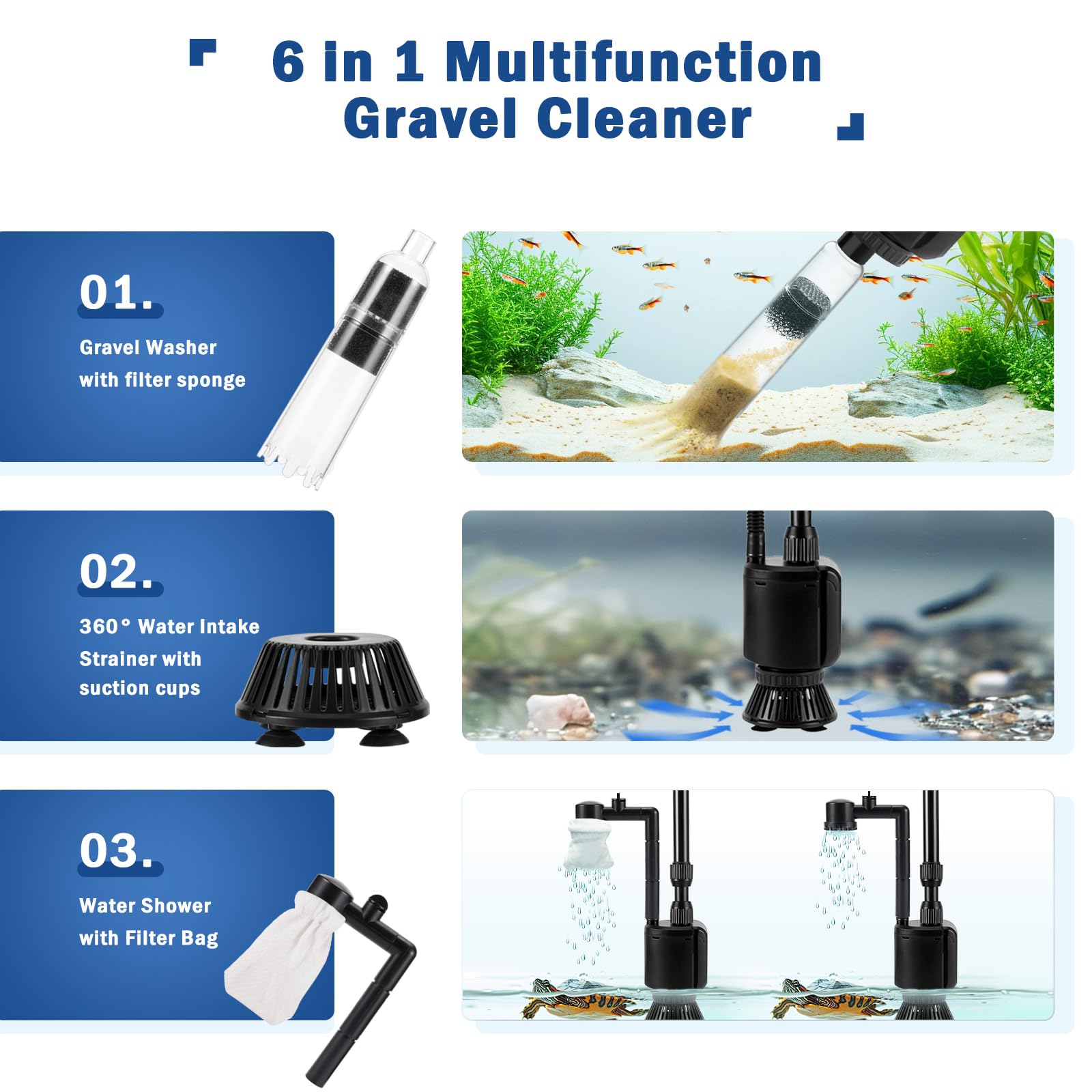 AQQA water changer feature enabling rapid aquarium water renewal.
