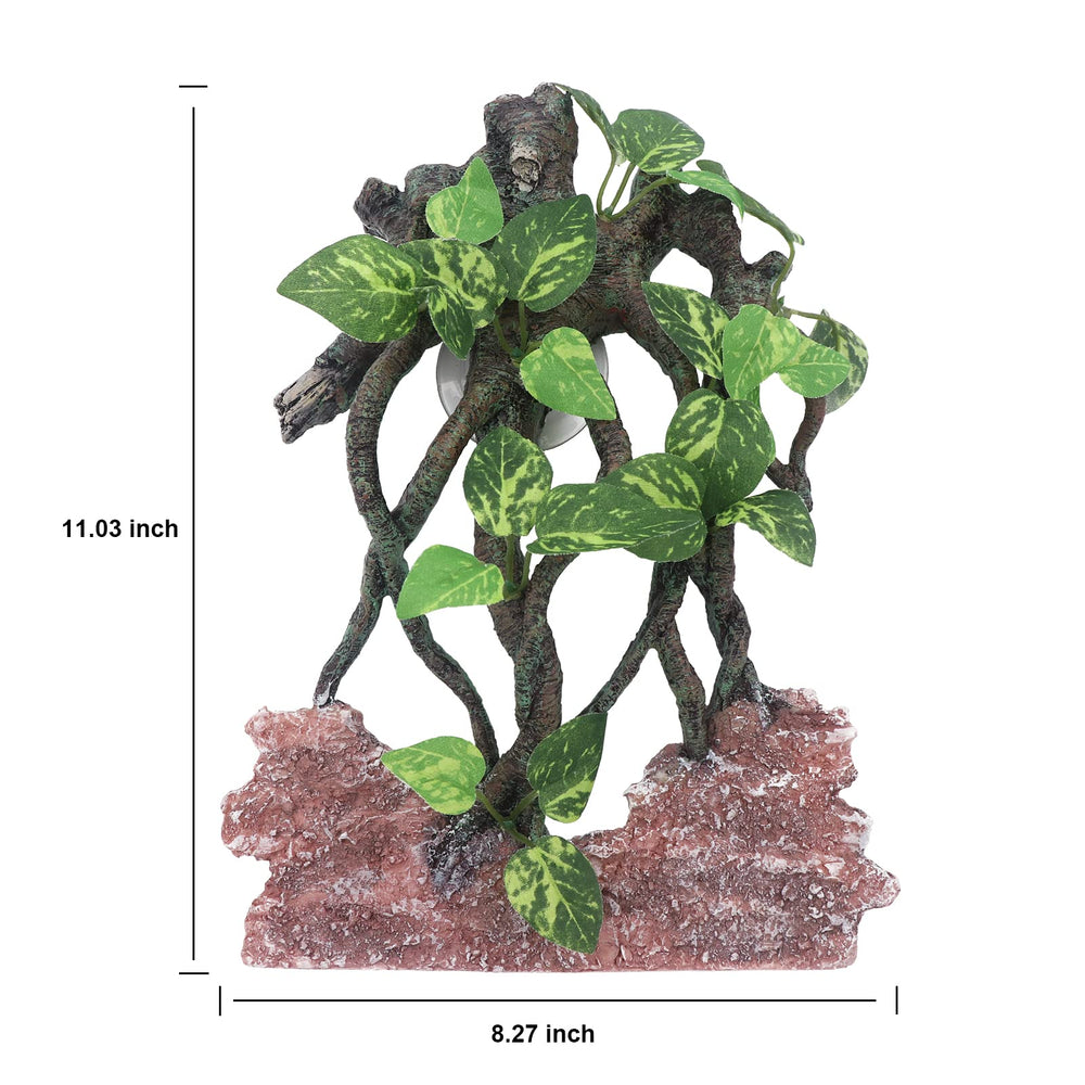 AQUA KT resin rock background with lifelike branch for climbing reptiles.