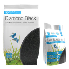 Aqua Natural Diamond Black quartz gravel adds sparkle while reducing tank buildup.
