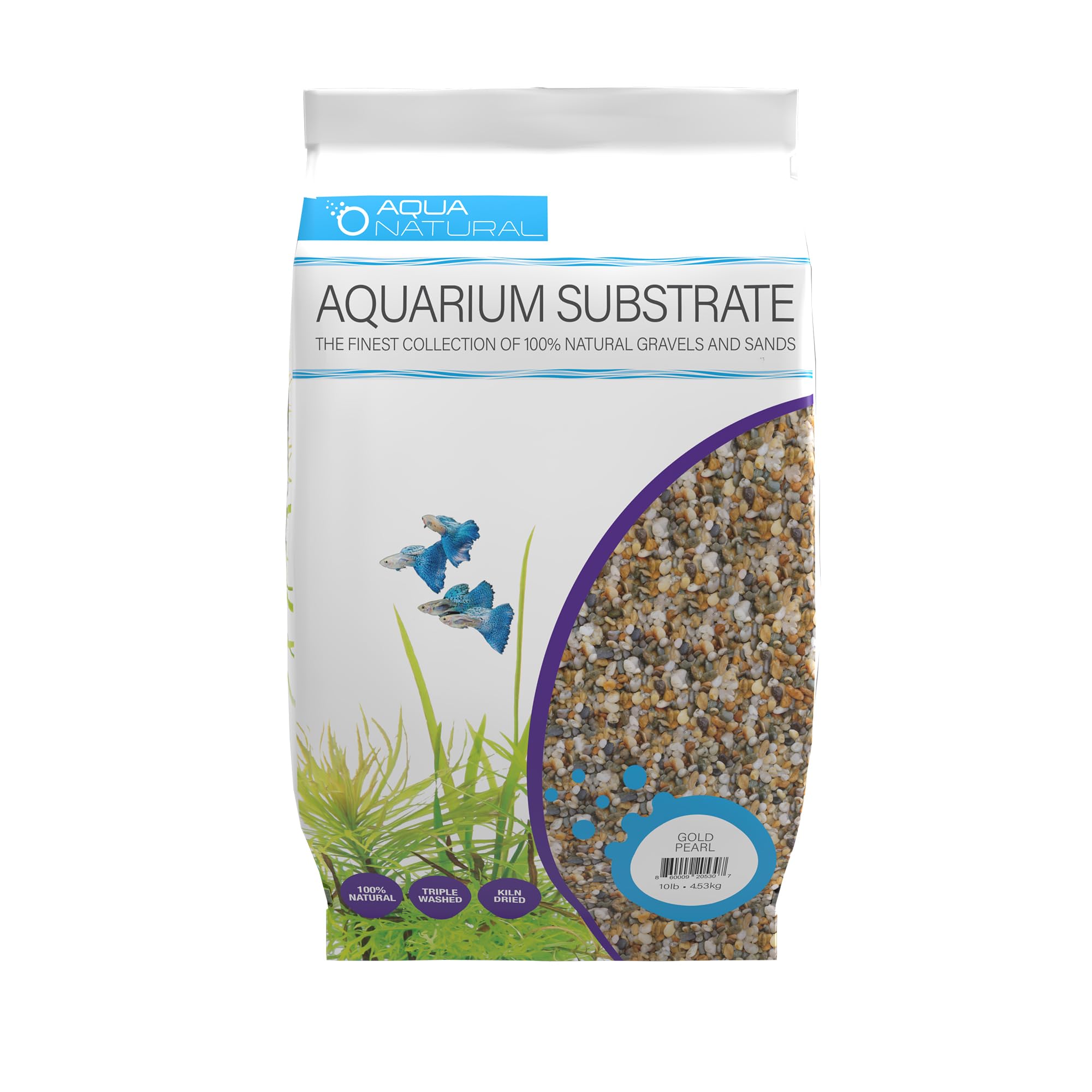 Aqua Natural Gold Pearl gravel 2-4mm substrate adds a warm tropical glow to freshwater tanks.