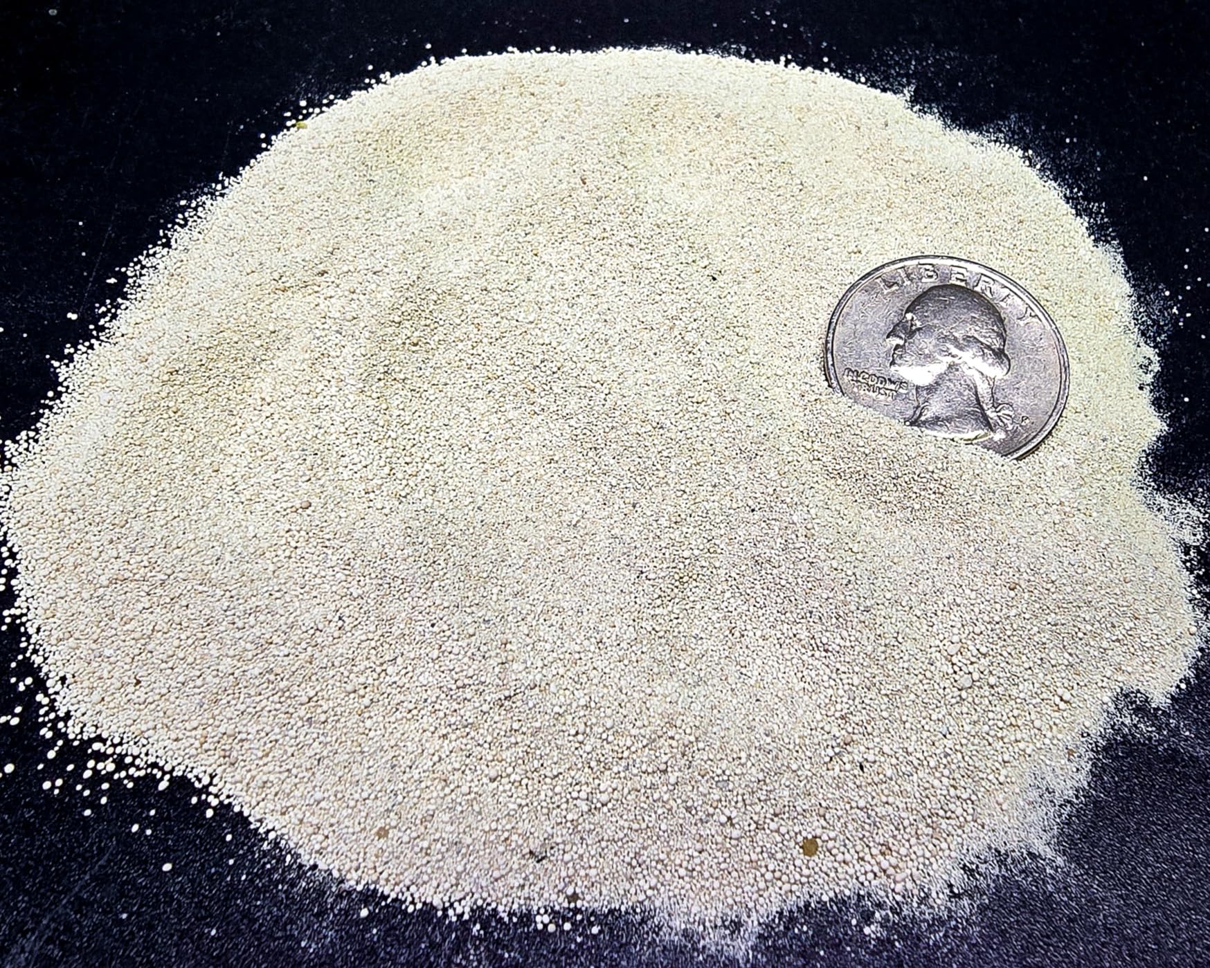 Aqua Natural oolitic aragonite sand laid in a tank bed supports bacteria and grain stability.