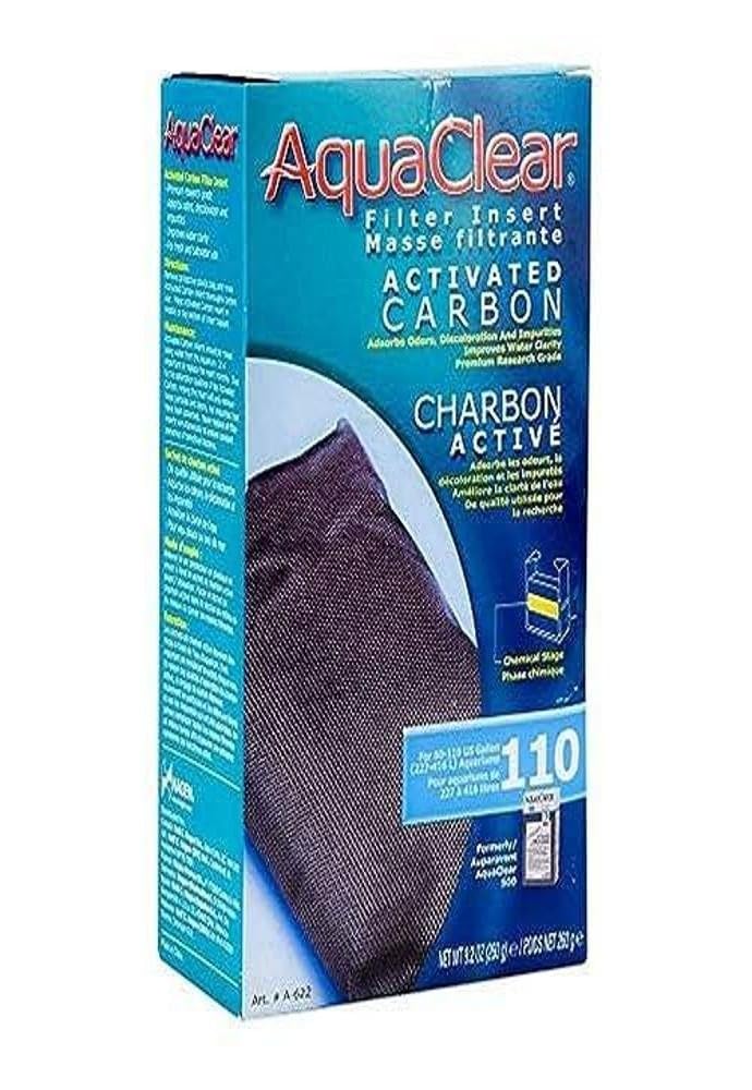 AquaClear 110 carbon insert front view highlighting porous media for clearer water.