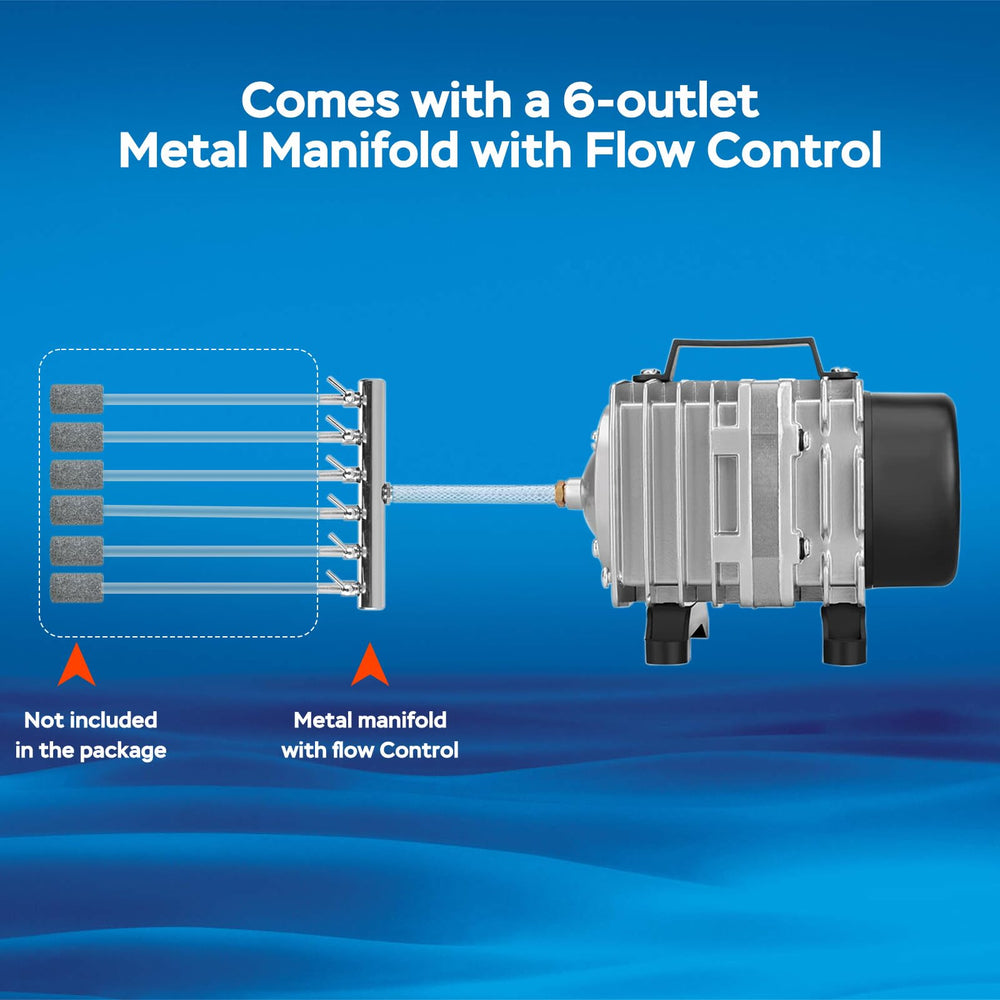 AquaMiracle 6-outlet manifold enables flexible oxygenation across tanks.