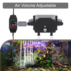 AquaMiracle 6-outlet metal manifold enables flexible distribution of air.