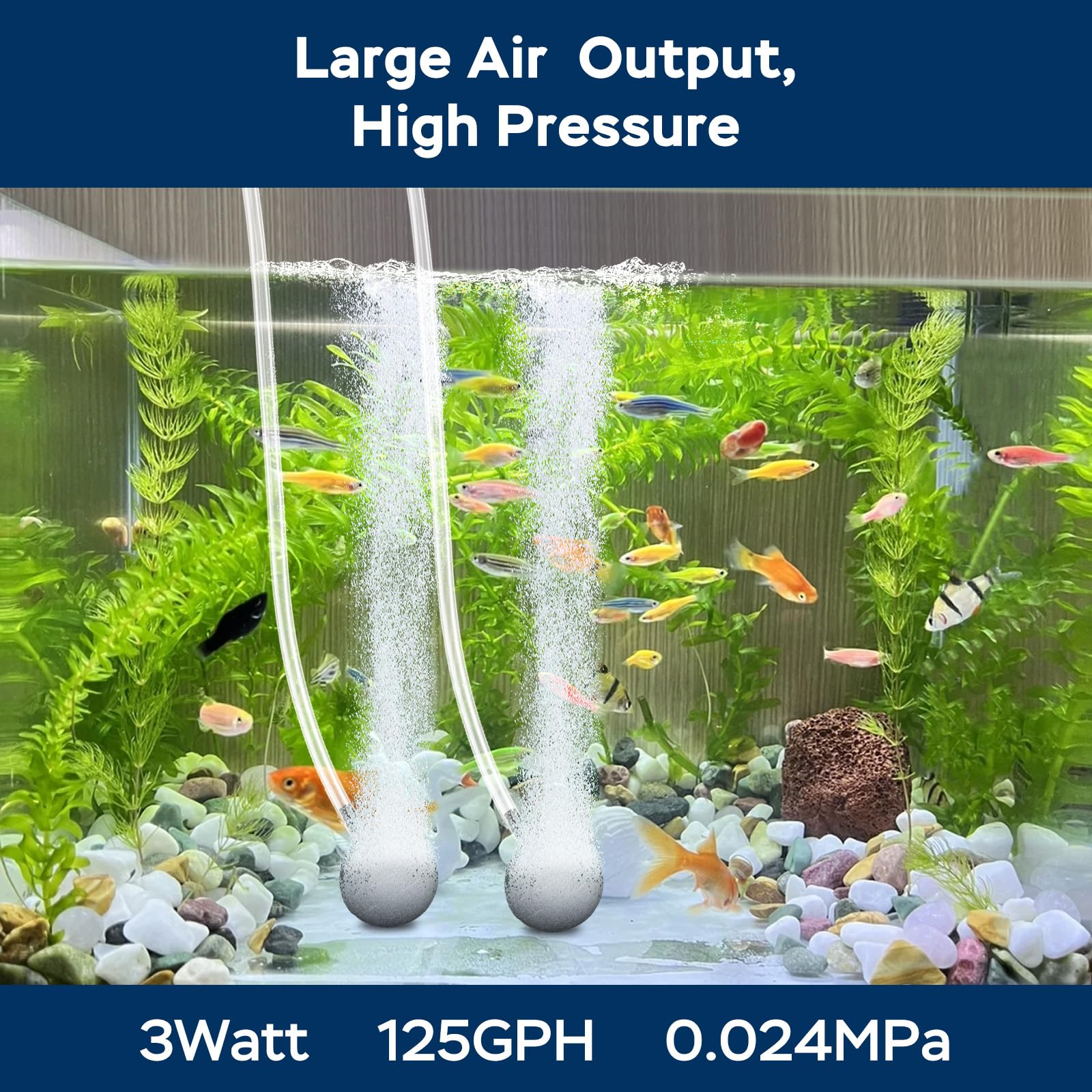 Aquamiracle adjustable airflow knob allows precise control for fish and plants.