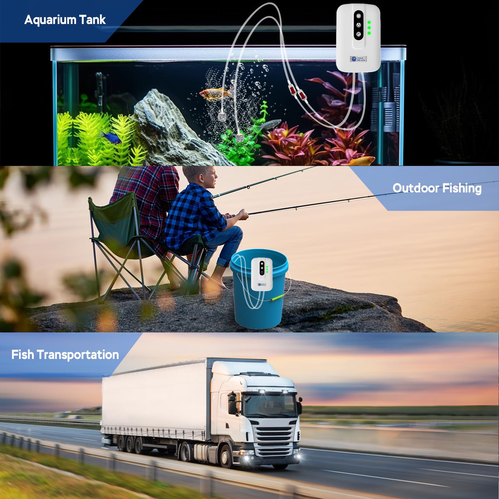 AquaMiracle all-in-one kit includes hoses, stones, valves for quick setup