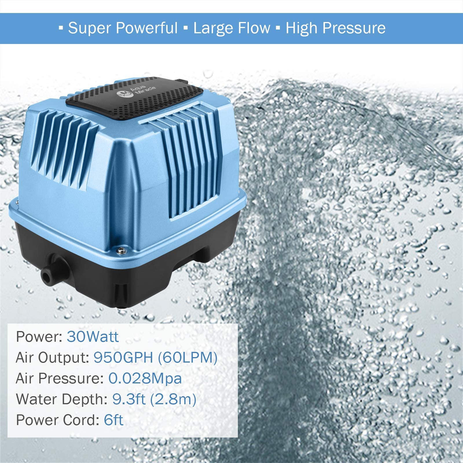 AquaMiracle AP60 side view emphasizing compact, quiet outdoor operation.