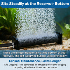 AquaMiracle bottom stable air stone showing secure placement at tank bottom.