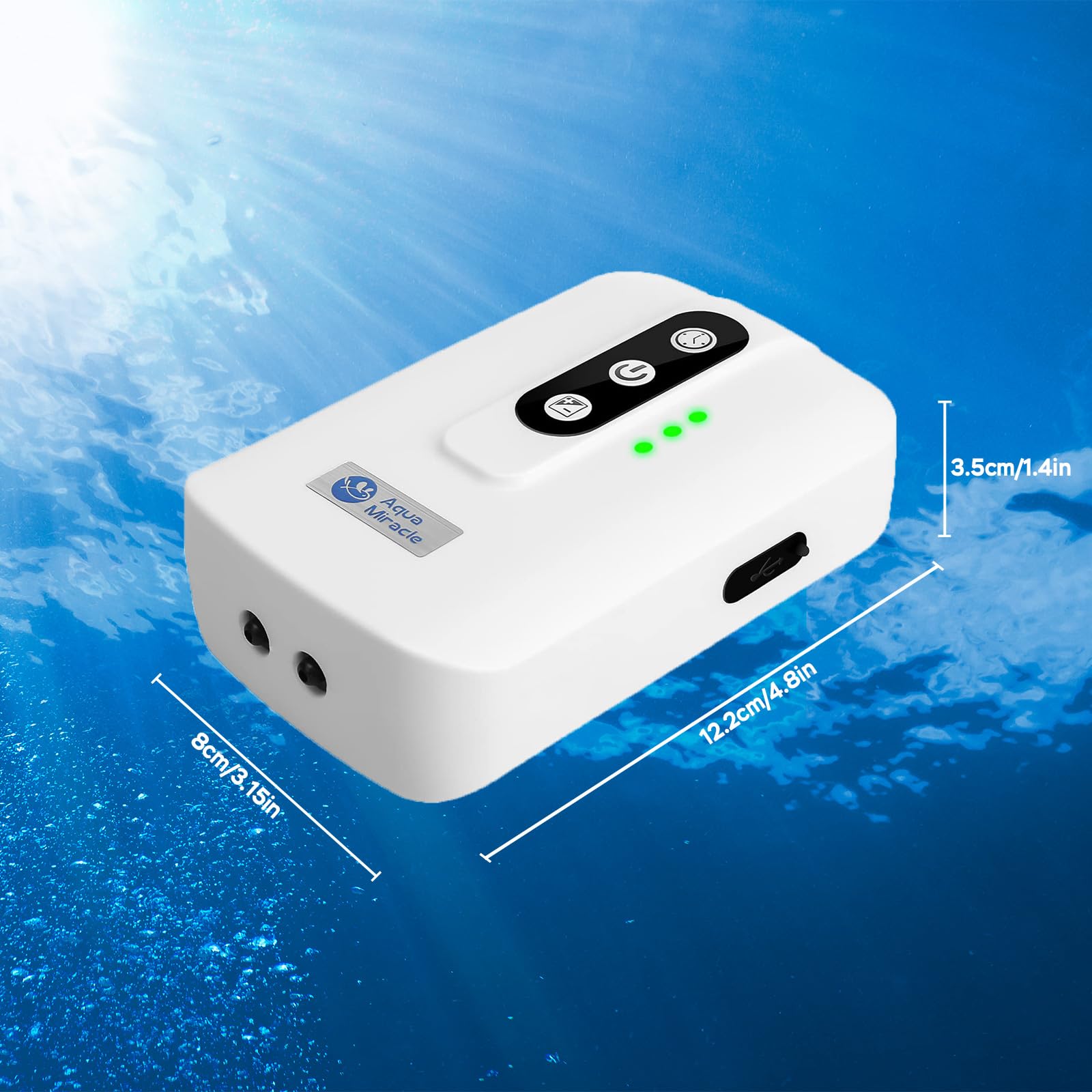 AquaMiracle emergency aerator supports both freshwater and marine tanks
